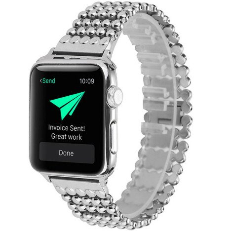 Curea iUni compatibila cu Apple Watch 1/2/3/4/5/6/7, 44mm, Luxury, Otel Inoxidabil, Silver